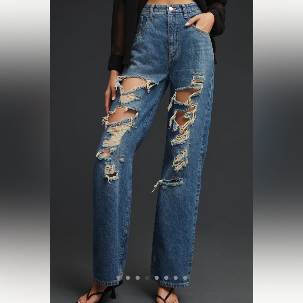 Pilcro The Joey High Rise Straight Jeans in Denim Dark